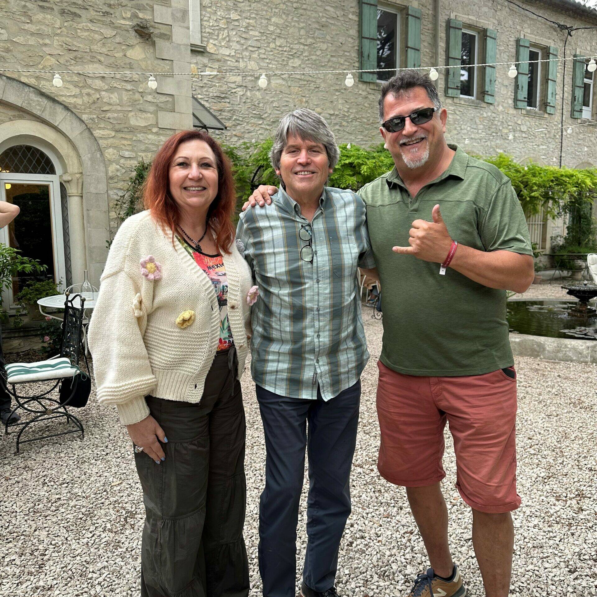 Gail, Kelly, Carl in Châteauneuf-du-Pape May 2023
